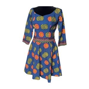 Beautiful African Wax Print Cotton Fit And Flare Dress - Size S